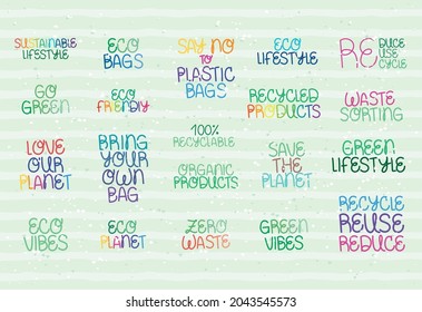 set of environmentally friendly phrases