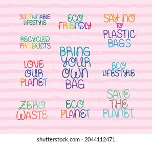 set of environmentally friendly texts