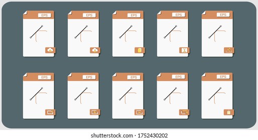 Set of EPS file format icon with flat design.