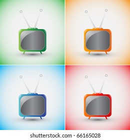 Set of EPS10 Vector Blue Retro Tv