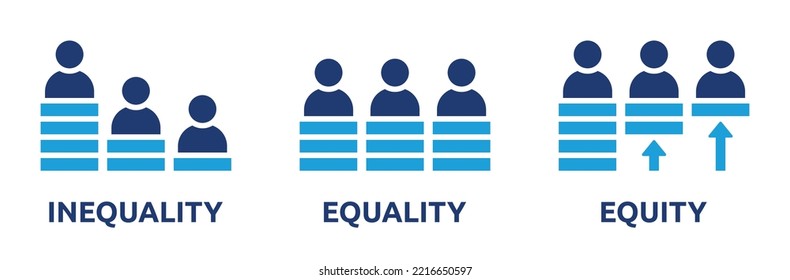 Set of equality, equity and inequality icon. Vector illustration.