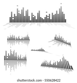 Set of Equalizers on white background. Vector illustration