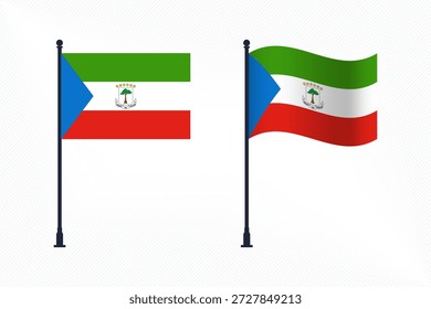 Conjunto de bandeiras da Guiné Equatorial isolado para a celebração do Dia da Independência