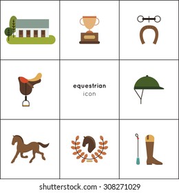 Set of equestrian flat icons