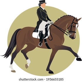 Set. Equestrian sports, horse riding. Woman jockey on a brown horse. Isolated vector silhouette on a yellow background. Original stylish social media icon, stickers