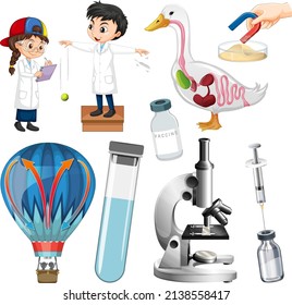 Set of equipment needed for science experiment illustration