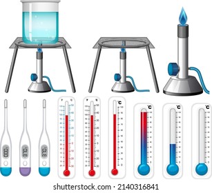 Set of equipment needed for science experiment illustration