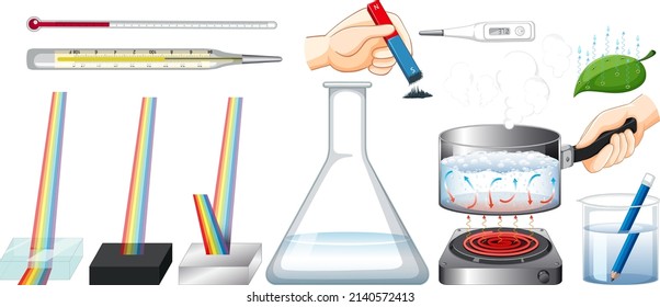 Set of equipment needed for science experiment illustration