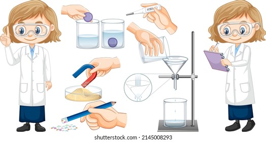 Set of equipment needed for science experiment illustration