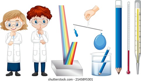 Set of equipment needed for science experiment illustration