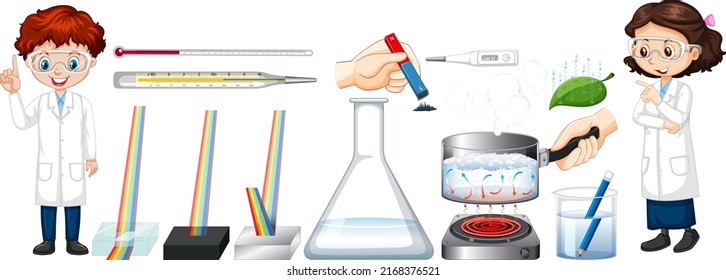 Set of equipment needed for science experiment illustration