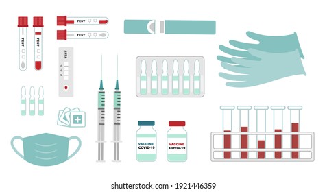 Set equipment for testing and vaccination against coronavirus.