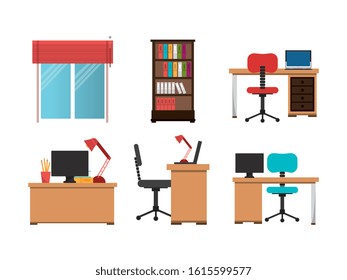 set of equipments office icons vector illustration design