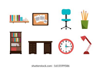 set of equipments office icons vector illustration design