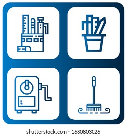 Set of eraser icons. Such as Stationery, Sharpener, Brush , eraser icons