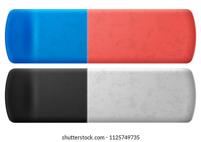  Set of eraser on white background