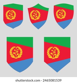 Conjunto de la bandera de Eritrea en el marco de la forma del escudo