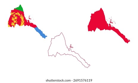 Conjunto de mapa de Eritrea aislado en el fondo blanco, diseño de ilustración