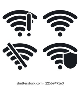 Set Of Erorr Secure And No Wifi Signs Vectorart