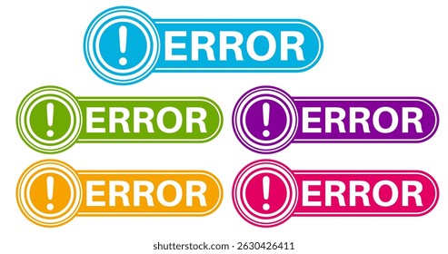 definir ícone de rótulos de emblema de erro. símbolo de problema modelo modelo vetor ilustração