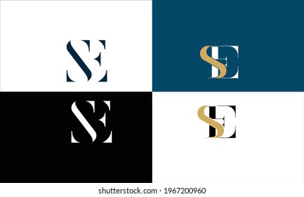 Set Of ES ,SE Abstract Letters Logo Monogram