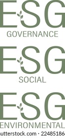 set of ESG lettering in simple font for ecology banner. Letter ESG environmental social and governance . Vector illustration
