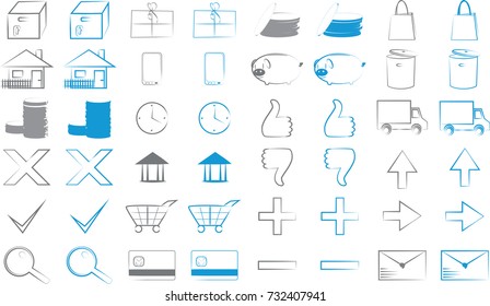 Set of e-shop icons for web design purpose