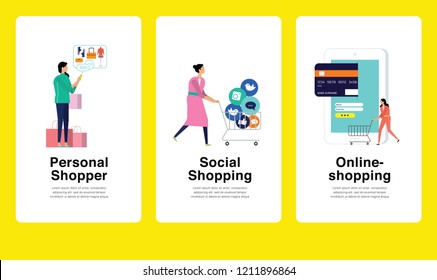 Set of E-Shopping Concept. Can use for Landing Page, Web, Infographics, Editorial, Commercial Use And Others. Vector.
