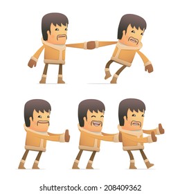 set of eskimo character in different interactive  poses