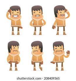 set of eskimo character in different interactive  poses