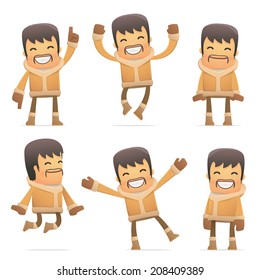 set of eskimo character in different interactive  poses