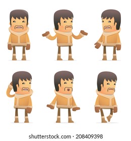 set of eskimo character in different interactive  poses