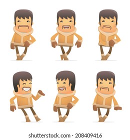 set of eskimo character in different interactive  poses
