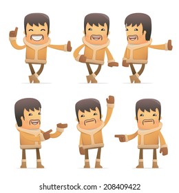 set of eskimo character in different interactive  poses