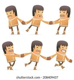 set of eskimo character in different interactive  poses