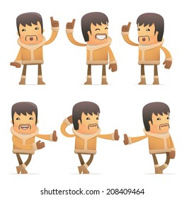 set of eskimo character in different interactive  poses