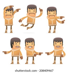 set of eskimo character in different interactive  poses