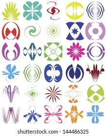 Set of esoteric design elements. Symbols for harmony, ease of mind, meditation, zen, for decoration, business, stationary