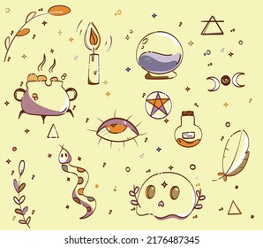 Set of Esoteric doodle elements 