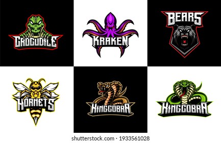 Set of esport gaming mascot logo