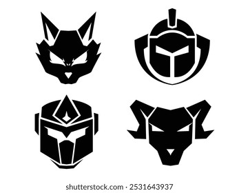 set esport logo silhouette, guradian, angry cat, gundam, bull, esport logo silhouette, icon animal, logo icon