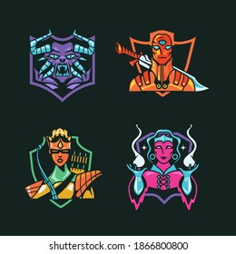 Set of e-sport mascot vector logo design collection