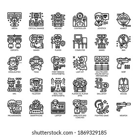 Set of esport thin line and pixel perfect icons for any web and app project. 