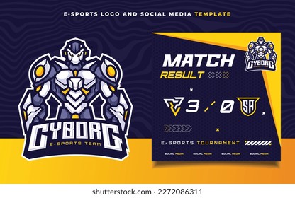 Set of E-sports Gaming Flyer Template for social media Banner with Cyborg Character Mascot Logo