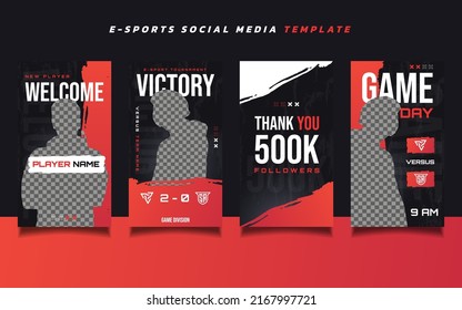 Set Of E-sports Gaming Social Media Post Or Story Design Template