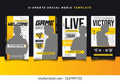 Set Of E-sports Gaming Social Media Post Or Story Design Template