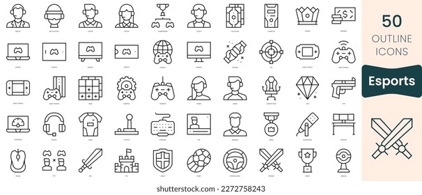 Set of esports icons. Thin linear style icons Pack. Vector Illustration