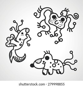 set essence creature a monster virus bacteria UFO alien fish dog hairy little