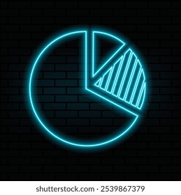 Set of essential business icons, growth sign, stock market icons. pie chart. neon style..