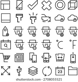 Set von essenziellen Benutzeroberflächensymbolen für Web- und App-Design.